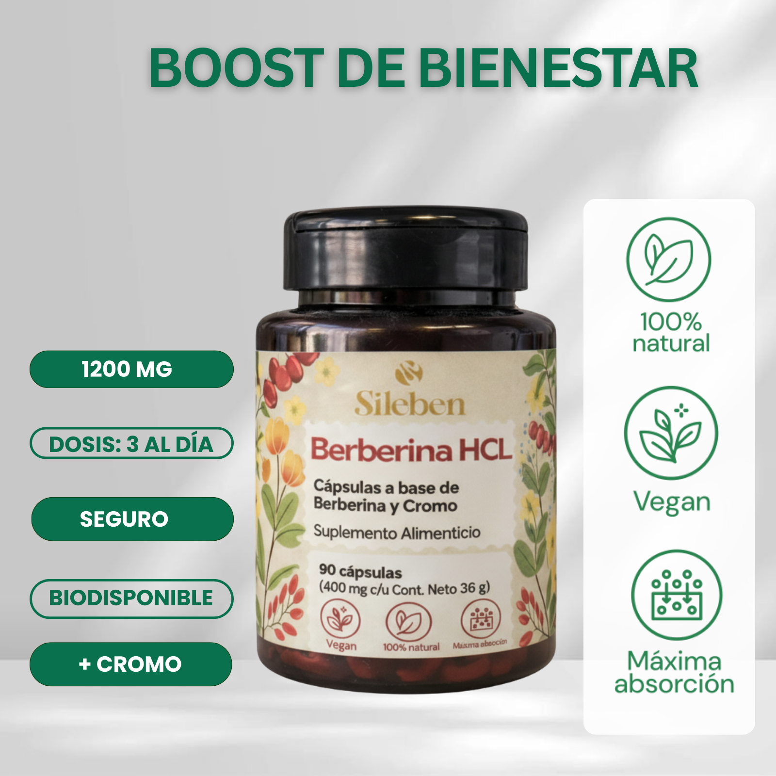 Berberina HCL | Cromo 1200 mg