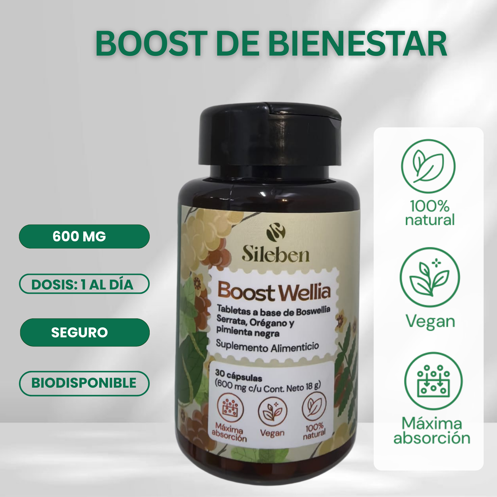Boost Wellia  | Orégano  | Pimienta Negra 600 mg
