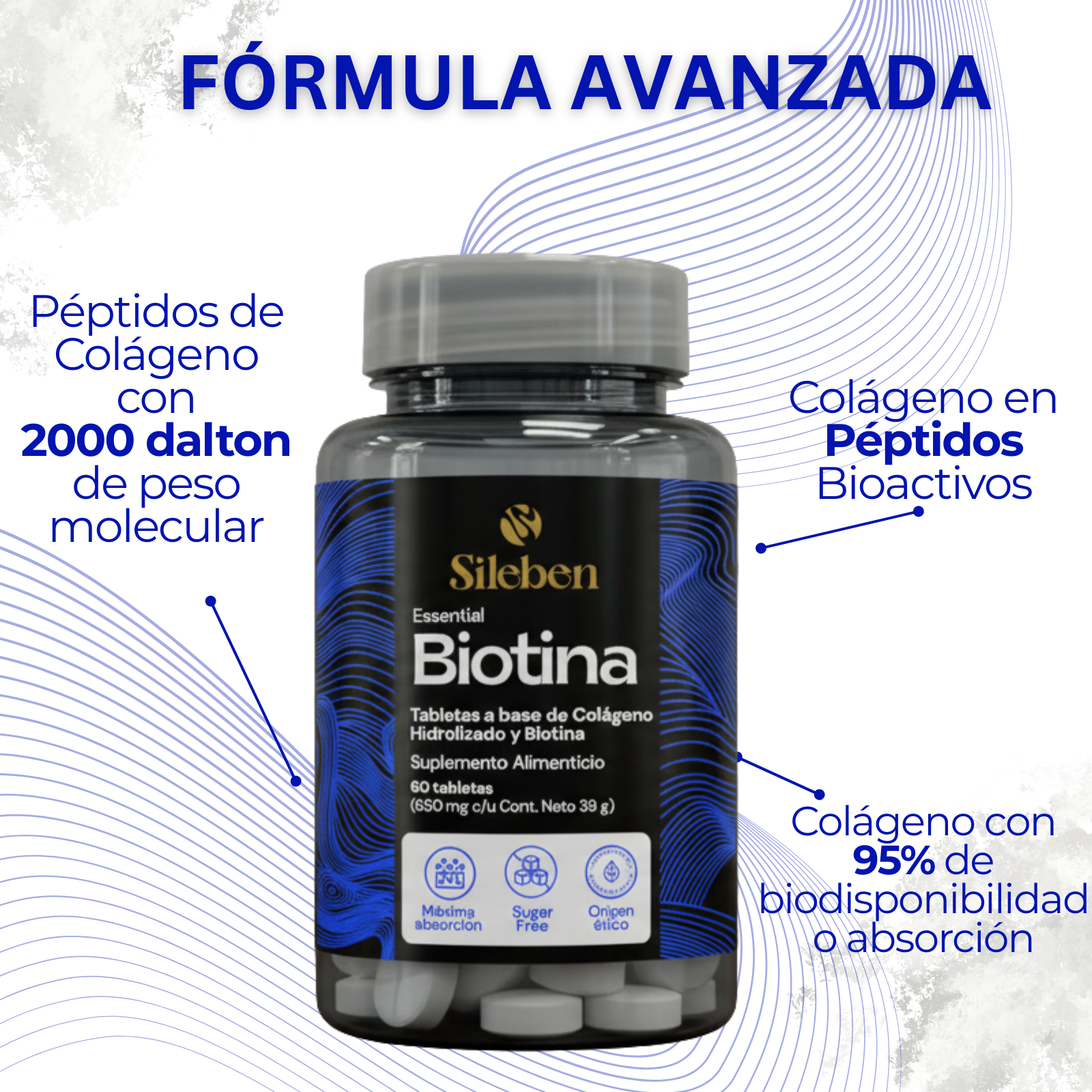 Biotina | Colágeno Hidrolizado Péptidos Bioactivos 650 mg
