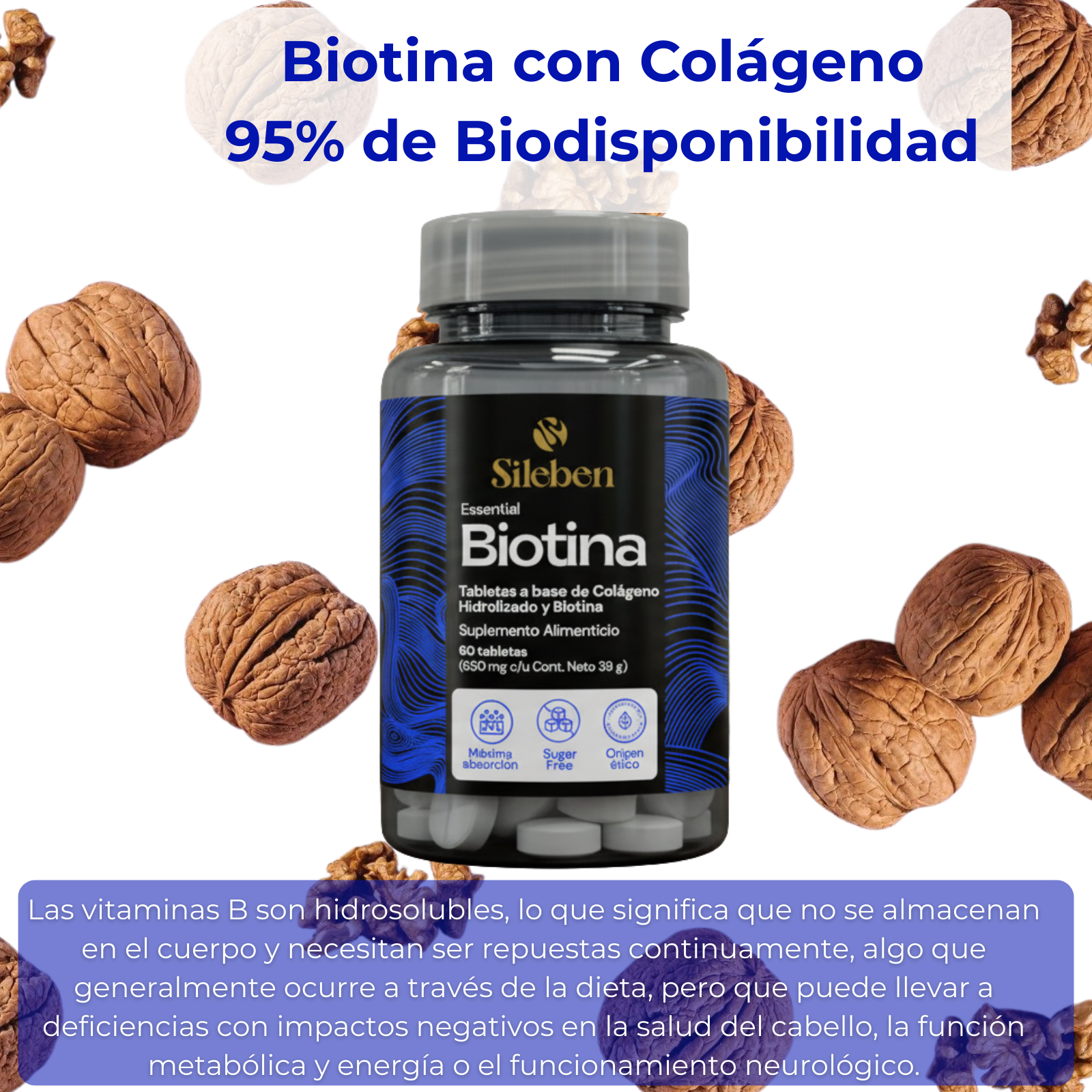 Biotina | Colágeno Hidrolizado Péptidos Bioactivos 650 mg